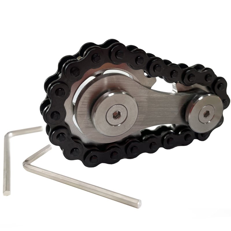 Bitopbi Stainless Steel Sprocket Fidgets Chain Fidget Cube Gears Linkage Bike Chain Novelty Fidget Block Kinetic Desk Toy Metal EDC Focus Meditation Break Bad Habits ADHD (Black) - Image 3
